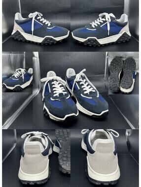ECCO Men's Retro Sneaker Blue Suede & Textile Mesh Casual 11